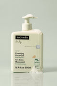 Load image into Gallery viewer, Suavinex Foaming Bath Gel bottle on a light green background